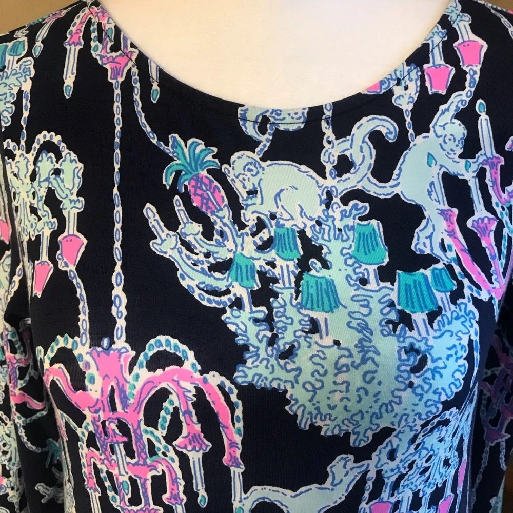 Lilly Pulitzer OPHELIA SWING DRESS Bright Navy Pop Up Monkey Trouble Size XS. - Picture 3 of 8